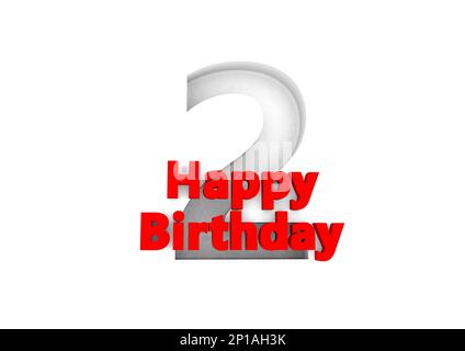 Roter Schriftzug Happy Birthday with a big Relief number behind. (Alles gute zum Geburtstag mit einer großen Relief-Nummer dahinter Stockfoto