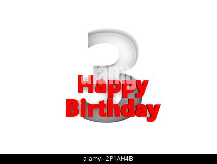 Roter Schriftzug Happy Birthday with a big Relief number behind. (Alles gute zum Geburtstag mit einer großen Relief-Nummer dahinter Stockfoto