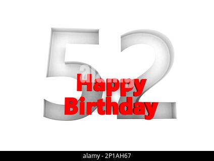 Roter Schriftzug Happy Birthday with a big Relief number behind. (Alles gute zum Geburtstag mit einer großen Relief-Nummer dahinter Stockfoto