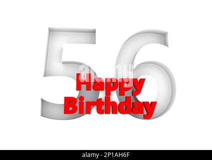 Roter Schriftzug Happy Birthday with a big Relief number behind. (Alles gute zum Geburtstag mit einer großen Relief-Nummer dahinter Stockfoto