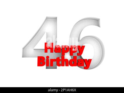 Roter Schriftzug Happy Birthday with a big Relief number behind. (Alles gute zum Geburtstag mit einer großen Relief-Nummer dahinter Stockfoto