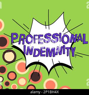 Handschriftliches Schild Berufshaftpflicht. Das Wort für Versicherungen, die Gerichtskosten und -kosten abdecken Stockfoto