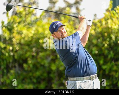 Orlando, Florida, USA. 3. März 2023. Shane Lowry #9 Tee während der zweiten Runde des Arnold Palmer Invitational präsentiert von Mastercard im Arnold Palmer's Bay Hill Club & Lodge in Orlando, FL. Romeo T Guzman/CSM/Alamy Live News Stockfoto