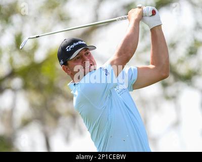 Orlando, Florida, USA. 3. März 2023. Taylor Montgomery #7 Tee während der zweiten Runde des Arnold Palmer Invitational präsentiert von Mastercard im Arnold Palmer's Bay Hill Club & Lodge in Orlando, FL. Romeo T Guzman/CSM/Alamy Live News Stockfoto