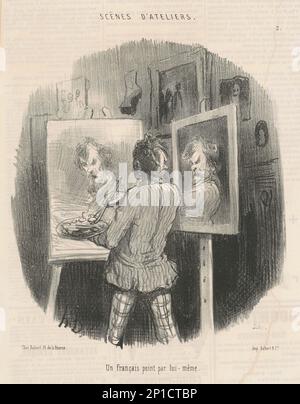 UN fran&#XE7;ais peint par lui-m&#xea;ME, 19. Century.Workshop Scenes – Ein Franzose, der von sich selbst gemalt wurde. Stockfoto