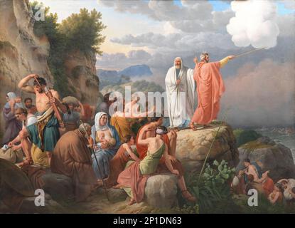 Moses Lader Det Rode hav vende Tilbage Og Faraos h&#XE6;r oversvommes;die Israeliten, die sich nach der Überquerung des Roten Meeres erholen; die Überquerung des Roten Meeres, 1815. Stockfoto