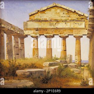 Der Tempel der Athene in Paestum; früher bekannt als der Ceres-Tempel in Paestum, 1838. Stockfoto