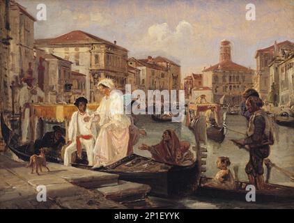 Ausstieg von einer Gondel in Venedig, 1852-1855. Stockfoto