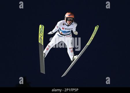 Planica, Slowenien. 03. März 2023. Stefan Kraft von Österreich in Aktion beim Men Ski Jumping HS138 Wettbewerb bei der FIS Nordic World Ski Championships 2023. Kredit: SOPA Images Limited/Alamy Live News Stockfoto