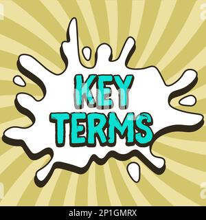 Text mit Schlüsselbegriffen für Inspiration. Wort, das auf Wörtern geschrieben ist, die einer Person bei der Suche nach Informationen helfen können, die sie benötigt Stockfoto