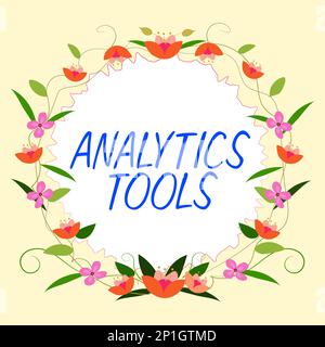 Schreiben mit Anzeige von Text Analytics Tools. Konzept bedeutet Teile der Analysesoftware für Webanwendungen, die zur Überwachung verwendet werden Stockfoto