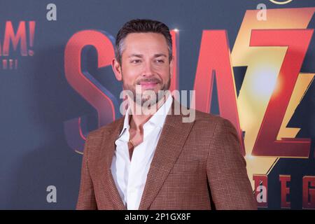 Rom, Italien. 03. März 2023. Schauspieler Zachary Levi nimmt an der Premiere von „Shazam! Fury of the Gods' beim Space Cinema Moderno am 03. März 2023 in Rom, Italien (Foto von Matteo Nardone/Pacific Press) Kredit: Pacific Press Media Production Corp./Alamy Live News Stockfoto