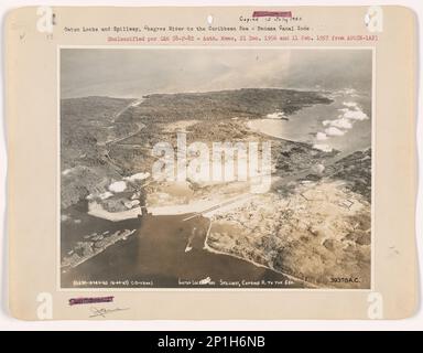 Panamakanal Zone - Gatun Locks & Spillway, Luftfoto. Stockfoto