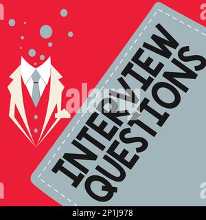 Inspiration mit dem Unterschreiben von Fragen. Geschäftskonzept typisches Thema, das während eines Interviews gefragt oder angefragt wird Stockfoto