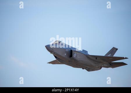 Die RAAF F-35A Lighting II wird auf der Avalon International Airshow 2023 ausgestellt Stockfoto