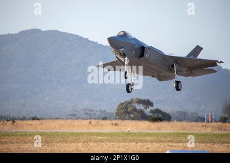 Die RAAF F-35A Lighting II wird auf der Avalon International Airshow 2023 ausgestellt Stockfoto