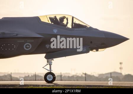 Die RAAF F-35A Lighting II wird auf der Avalon International Airshow 2023 ausgestellt Stockfoto