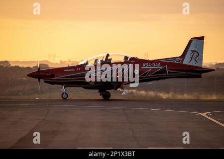 Der Pilatus PC-21 des RAAF Roullettes Aerobatic-Ausstellungsteams auf der Avalon International Airshow Stockfoto