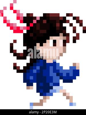 Mädchen mit Pixel-Art-Vektordarstellung. Stock Vektor