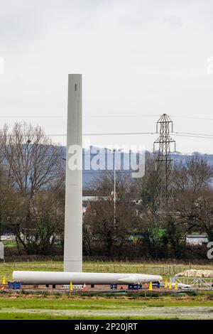 T-Pylonturm im Bau Stockfoto