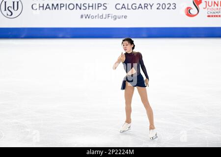 Xiangyi AN (CHN), während Junior Women Free Skating, bei der ISU World Junior Figure Skating Championships 2023, in der WinSport Arena, am 3. März 2023 in Calgary, Kanada. Kredit: Raniero Corbelletti/AFLO/Alamy Live News Stockfoto