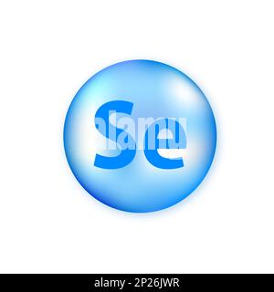 Mineralblau glänzende Kapsel Symbol. SE Selen Stock Vektor