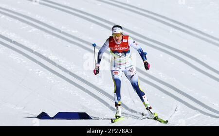 Planica, Slowenien. 04. März 2023. Skipisten: Weltmeisterschaft, Skilanglauf - 30 km klassisch, Frauen. Ebba Andersson aus Schweden. Kredit: Daniel Karmann/dpa/Alamy Live News Stockfoto