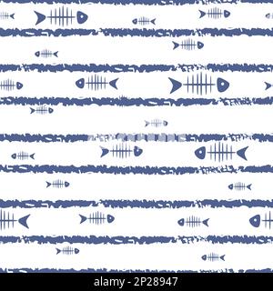 Nahtloses Streifenmuster mit Fischknochen. Abstrakter Vektorhintergrund. Stock Vektor