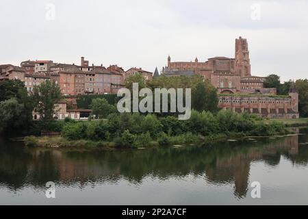 Panoramablick auf die Kathedrale Sainte-Cécile in Albi, Frankreich Stockfoto