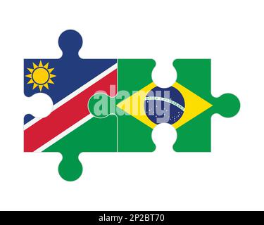 Zusammenhängendes Puzzle von Flaggen von Namibia und Brasilien, Vektor Stock Vektor