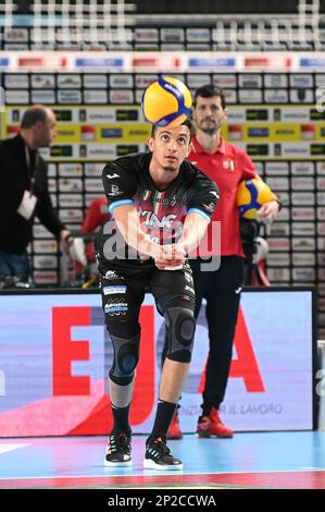 Eurosuole Forum, Civitanova Marche, Italien, 04. März 2023, Barthelemy Chinenyeze #10 (Cucine Lube Civitanova) während der Cucine Lube Civitanova gegen Allianz Milano - Volleyball Italienische Serie A Männer Superliga Championship Stockfoto