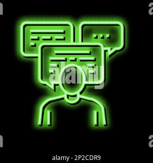 Illustration des Symbols für sanfte Kommunikation mit Neonlicht Stock Vektor