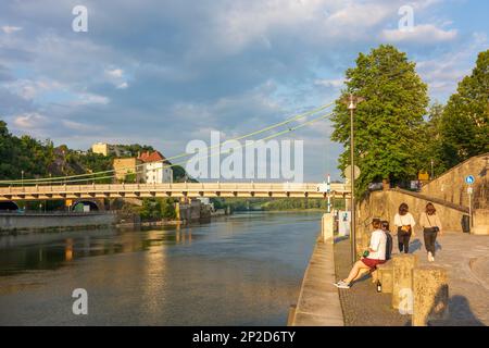 Passau: Donau (Donau), Schloss Veste Niederhaus, Brücke Prinzregent-Luitpold-Brücke in Niederbayern, Niederbayern, Bayern, Bayern, Deutschland Stockfoto