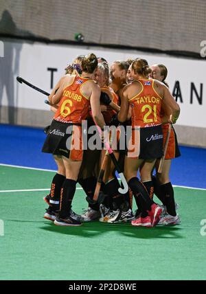 Hobart, Australien. 04. März 2023. Australia National Women's Field Hockey Team während des 2022/23 stattfindenden Spiels der International Hockey Federation (FIH) Women's Pro-League zwischen Australien und den USA im Tasmanian Hockey Centre. Endstand: Australien 2:1 USA (Foto: Luis Veniegra/SOPA Images/Sipa USA) Gutschrift: SIPA USA/Alamy Live News Stockfoto