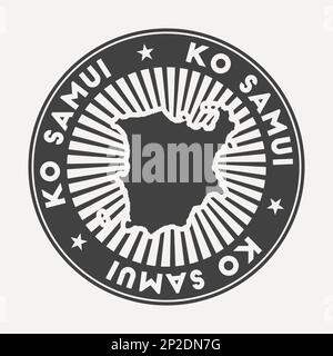 Ko Samui rundes Logo. Vintage-Reiseabzeichen mit kreisförmigem Namen und Karte der Insel, Vektordarstellung. Kann als Abzeichen, Logo, Label, sti verwendet werden Stock Vektor