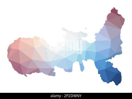 Karte von Elba. Niedrige Poly-Darstellung der Insel. Geometrisches Design mit Streifen. Technologie, Internet, Netzwerkkonzept. Vektordarstellung. Stock Vektor