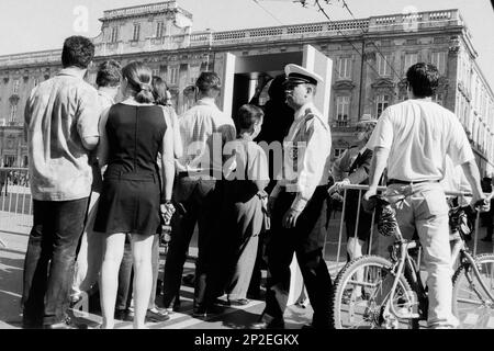 Archive 90ies: G7-Gipfel, Vorbereitung der Ankunft der Staatschefs, Lyon, Frankreich, 1996 Stockfoto