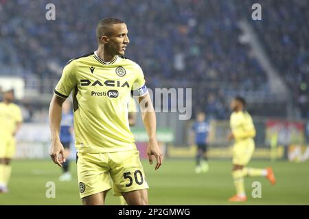 Bergamo, Italien. 04. März 2023. Rodrigo Becao vom Udinese FC während des Spiels Atalanta FC gegen Udinese FC, 25Â° Serie A Tim 2022-23 im Gewiss - Atleti azzurri d'Italia Stadium in Bergamo (BG), Italien, am 04. März 2022. Kredit: Unabhängige Fotoagentur/Alamy Live News Stockfoto