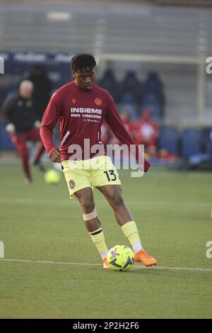 Bergamo, Italien. 04. März 2023. Destiny Udogie vom Udinese FC während des Spiels Atalanta FC gegen Udinese FC, 25Â° Serie A Tim 2022-23 im Gewiss - Atleti azzurri d'Italia Stadium in Bergamo (BG), Italien, am 04. März 2022. Kredit: Unabhängige Fotoagentur/Alamy Live News Stockfoto