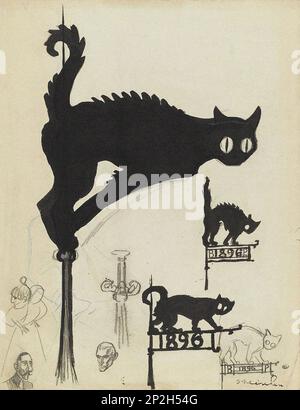 Divers projets d'enseignes Surmont&#xe9;es de Chats noirs, 1896. Gefunden in der Sammlung von Muso&#xe9;e d'Orsay, Paris. Stockfoto