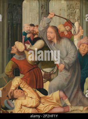 Christus, der die "Money Changers" aus dem Tempel fährt. Gefunden in der Sammlung des Königlichen Museums der Schönen Künste, Antwerpen. Stockfoto