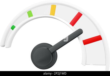 Farbiger Tachometer. Vektordarstellung. 3D Tachometersymbol. Stock Vektor