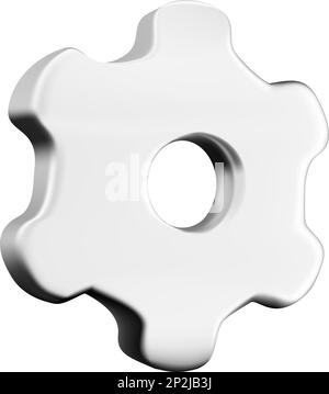 Symbol für 3D. Gang. Metallscheibe mit Zähnen. Isoliertes Objekt auf weißem Hintergrund Stock Vektor
