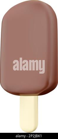 3D Schokoladeneis. Süßes Eiskrem-Symbol im Cartoon-Stil Vektorbild. Für Druck und kreatives Design Stock Vektor