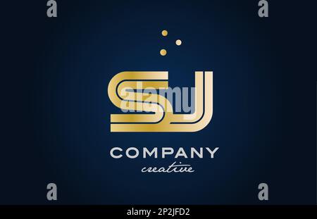 Goldenes SJ-Logo mit Buchstaben und Punkten. Wir sind dem kreativen Vorlagendesign für Unternehmen und Unternehmen beigetreten Stock Vektor