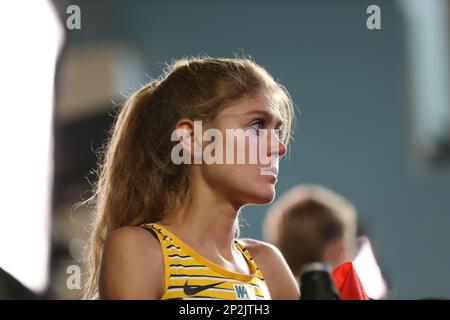 Konstanze Klosterhalfen während der europäischen Leichtathletik-Hallenmeisterschaft (Tag 2) (Abendveranstaltung) in der Atakoy Athletics Arena in Istanbul, Türkei, am Freitag, den 3. 2023. März Stockfoto