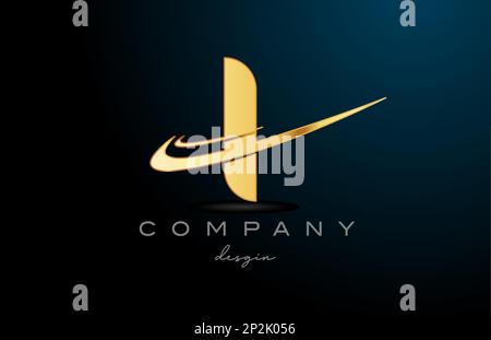 I Buchstabenlogo mit doppeltem Swoosh in goldener Farbe. Kreatives Vorlagendesign für Unternehmen und Unternehmen Stock Vektor