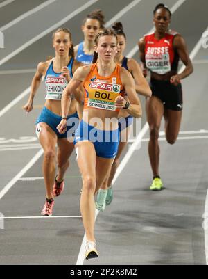 Femke Bol aus den Niederlanden in den 400m Jahren während der europäischen Leichtathletik-Hallenmeisterschaft (Tag 2) (Vormittagssitzung) in der Atakoy Athletics Arena in Istanbul, Türkei, am Freitag, den 3. 2023. März Stockfoto