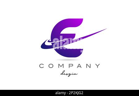 E lila Buchstaben-Logo mit doppeltem Swoosh. Kreatives Vorlagendesign für Unternehmen und Unternehmen Stock Vektor