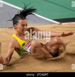 Istanbul, Türkei. 5. März 2023. Dovilė Kilty nimmt am 4. Tag der Europameisterschaft der Leichtathletik in der Ataköy Athletics Arena in Istanbul, Türkei, am Dreifachsprung-Finale der Frauen Teil. Foto: Gary Mitchell/Alamy Live News Stockfoto